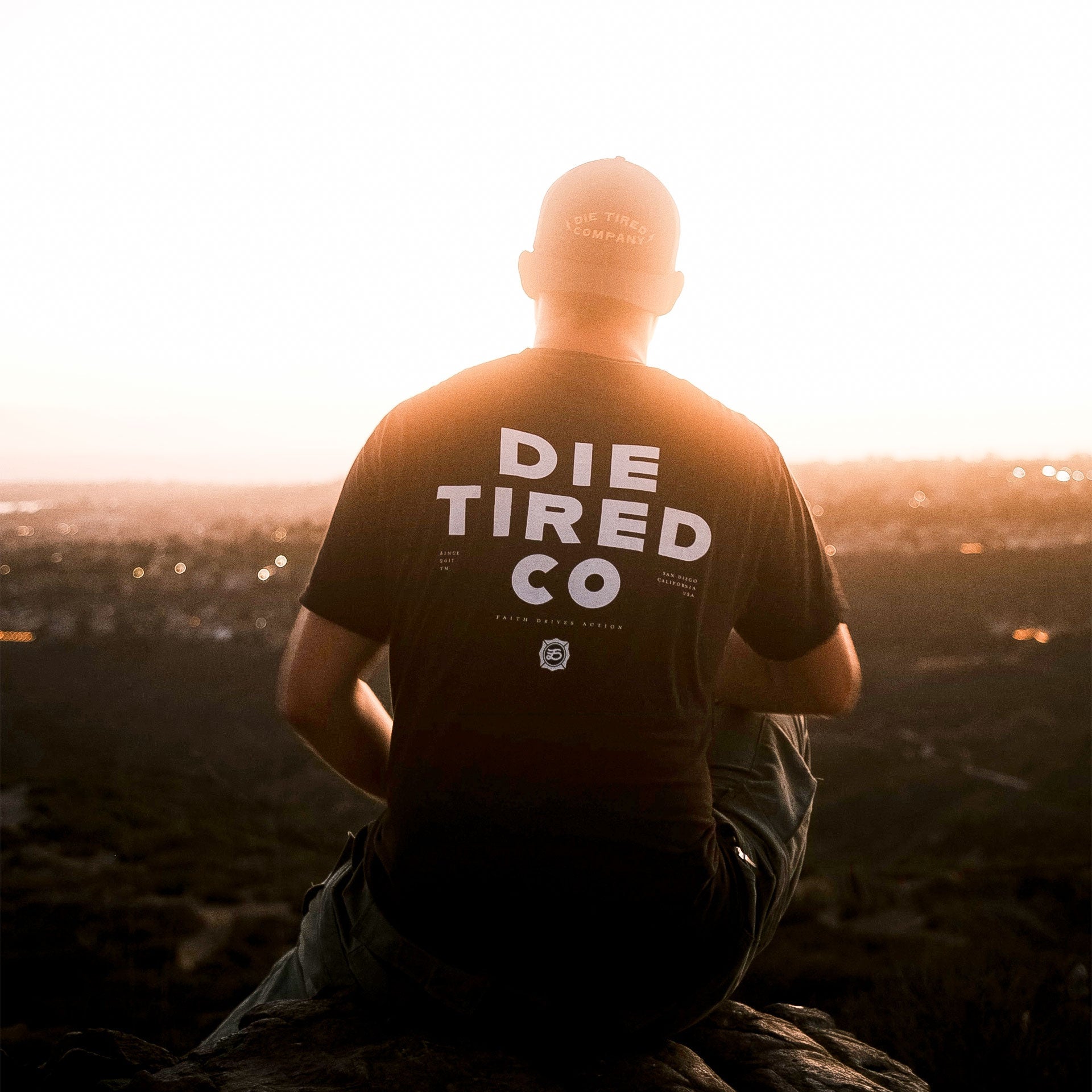 Die Tired black 100% cotton graphic t shirt for firefighters, first responders, military, and anyone who liv