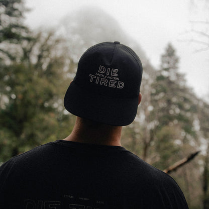 Die Tired Black 5 Panel Snapback