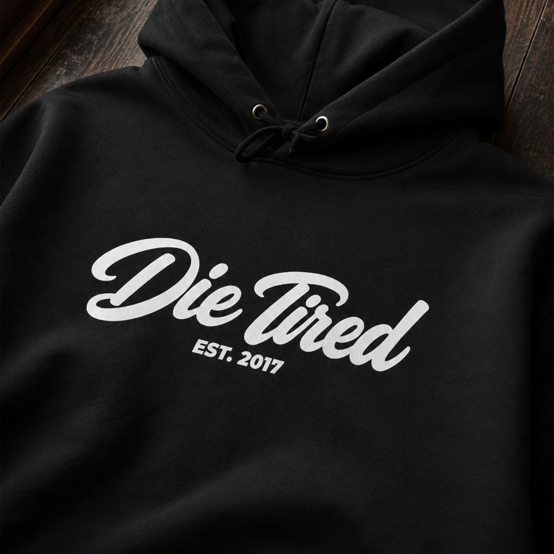 Heavyweight Die Tired Cursive Hoodie - Unisex