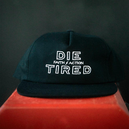 Die Tired Black 5 Panel Snapback