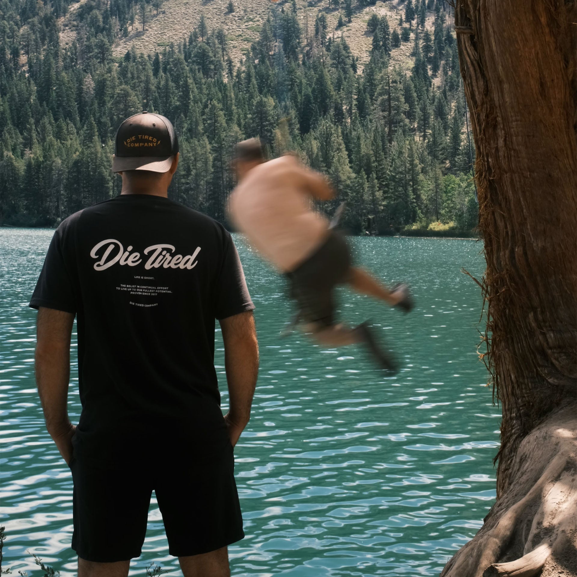 Die Tired Unisex Cursive Tee in Black