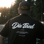 Die Tired Unisex Cursive Tee in Black