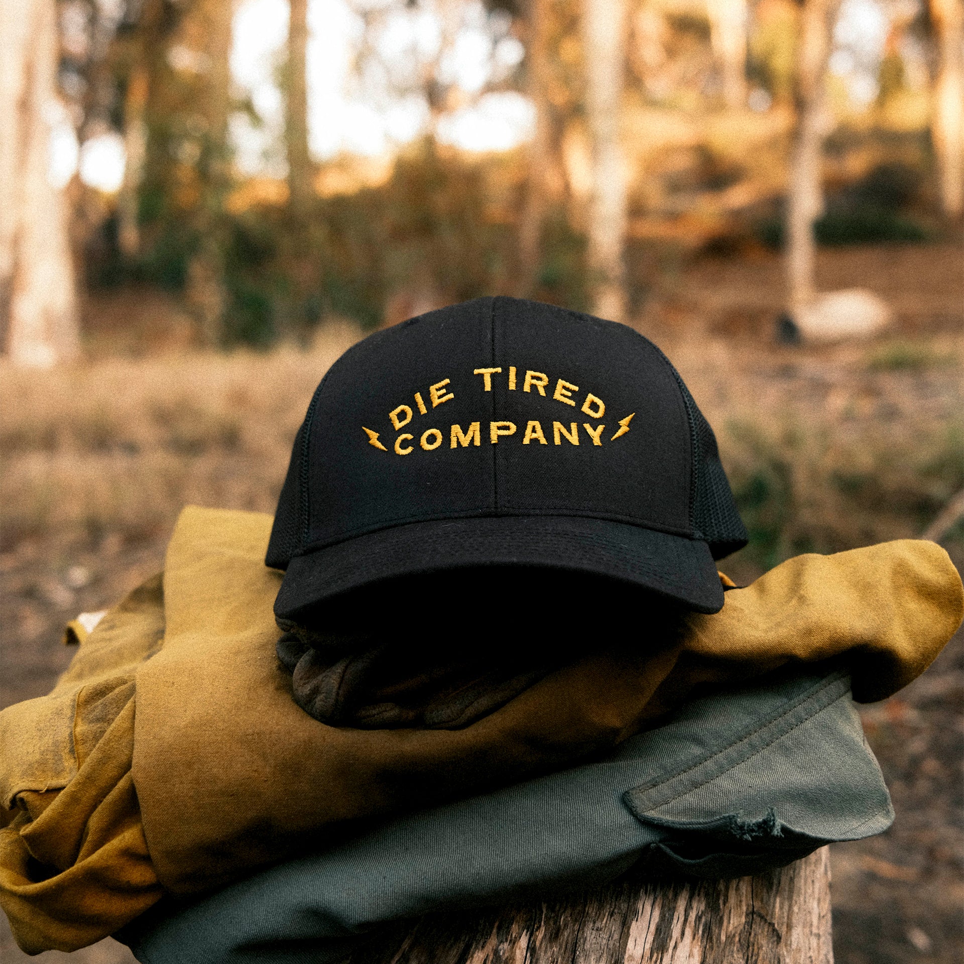 Die Tired Black Trucker Hat